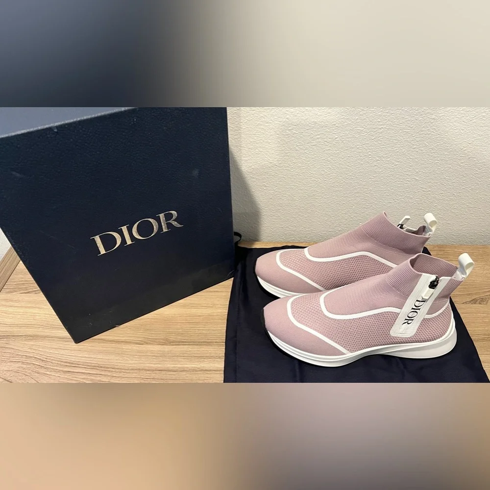 Dior Mens B25 Pink Sneakers - Picture 4 of 5